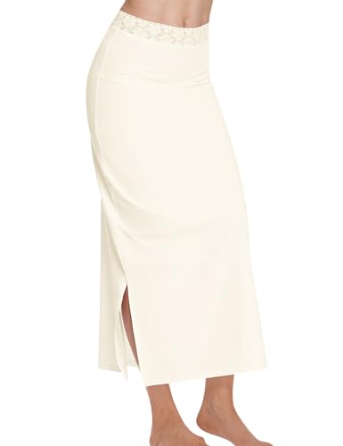 Image of MANCYFIT Half Slip for Women Under Dresses Full Length Long Under Skirt with Lace 36 inch