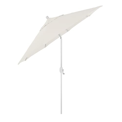 California Umbrella 12-Year-Non-Fading, 9Ft Premium Sunbrella Patio Umbrella, Hand-Crank, Button-Tilt, White Frame, Natural Fabric by California Umbrella - Used condition - Image 2