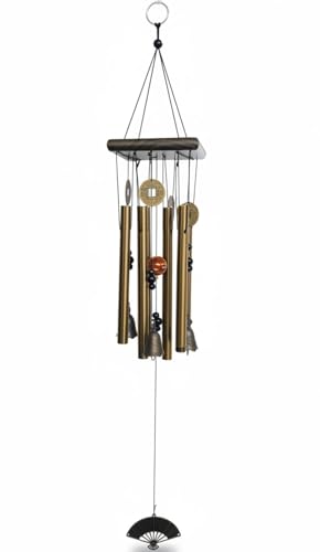 Image of Decorative Wind Chime for Home | Wooden House with Bells Colourful Beads | Positive Energy Balcony Living Room Hall Garden Home Decor (Wind Chimes with 8 Tubes)