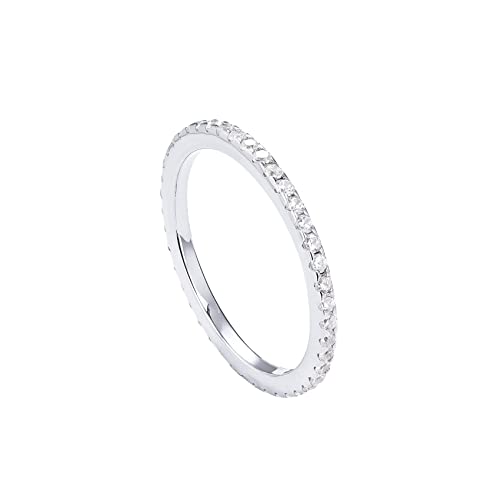 PAVOI AAAAA CZ Sterling Silver Cubic Zirconia Stackable Eternity Ring - Size 6