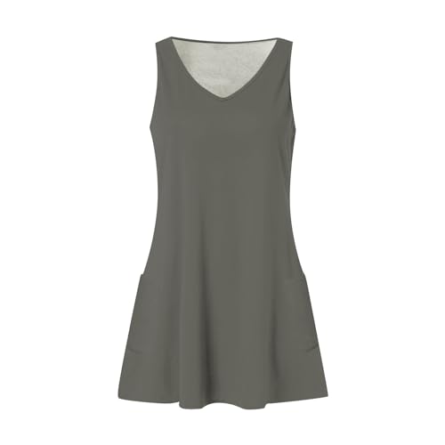 Image of Summer Dresses for Women 2026 Casual V Neck Sleeveless Sundresses Boho Beach Tank Dresses with Pockets