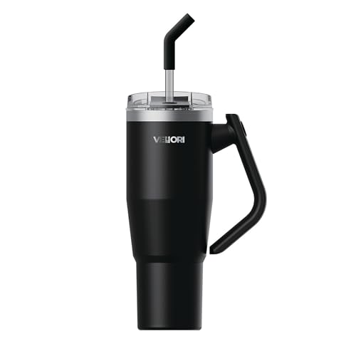Image of Vellori1.2 Litre Tumbler with Lid and Straw | 100% Leak Proof Water, Juice, Coffee Mug for Office, Gym, Travel | Sipper with Rotating Handle (Midnight)