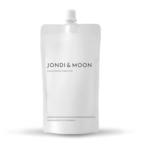 JONDI&MOON Zahncreme Kräuter - Nachfüllbare Zahnpasta mit Fluorid - 250ml Nachfüllbeutel - Natürliche Inhaltsstoffe - Vegan - Naturkosmetik