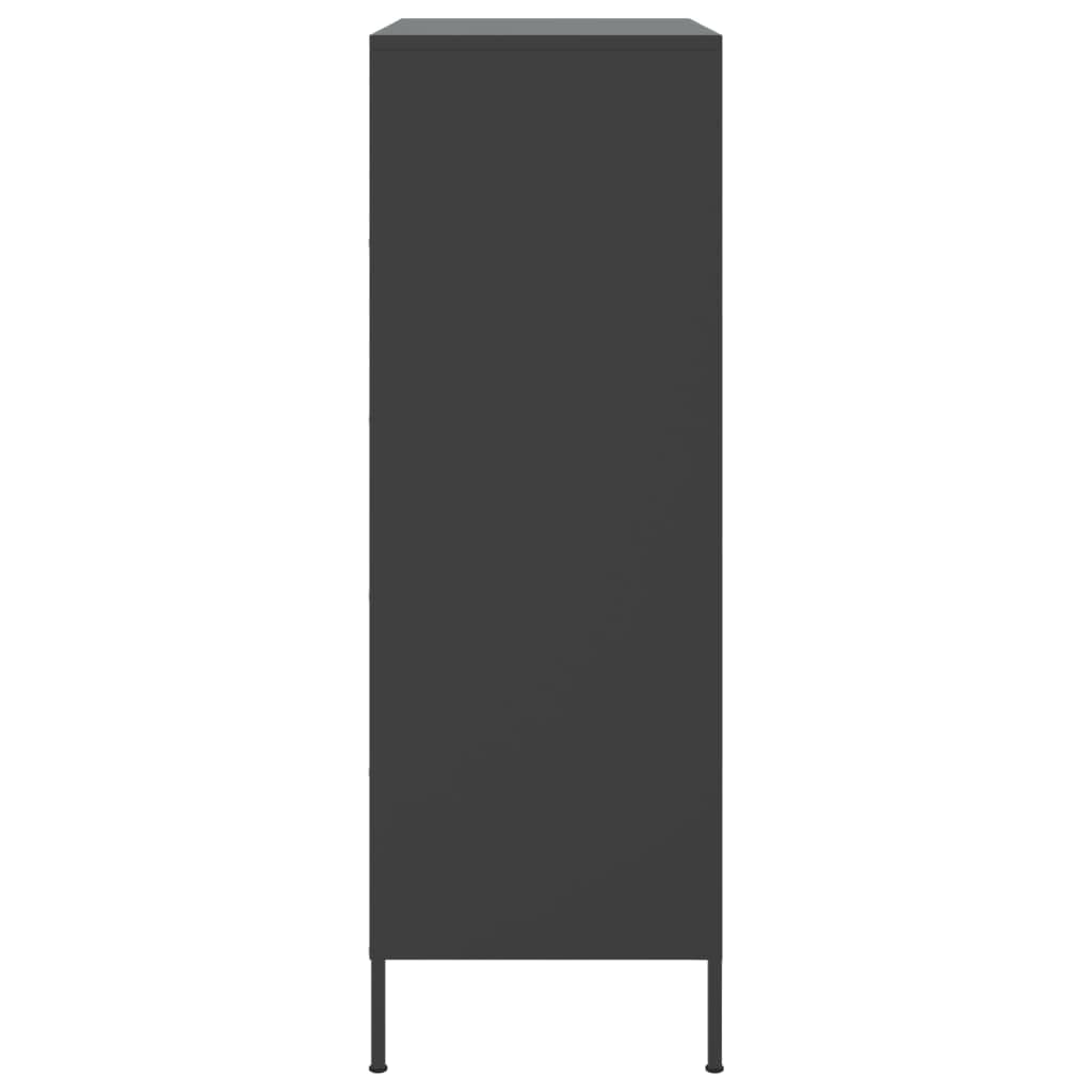 Aparador industrial de acero negro 68 x 39 x 113 cm con 2 estantes y 2 compartimentos, robusto armario de salón para comedor, pasillo y dormitorio