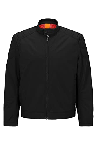 BOSS Herren Ocasey Slim-Fit Bikerjacke aus wasserabweisendem Canvas Schwarz...
