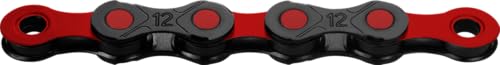 Chaîne KMC DLC12 12 vitesses maillons noirs et rouges pour cyclisme premium