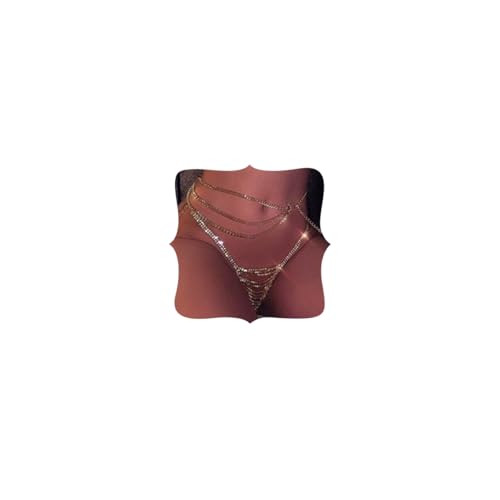 Bikini cadena de cristal elegante Aimimier tanga de pedrería fina