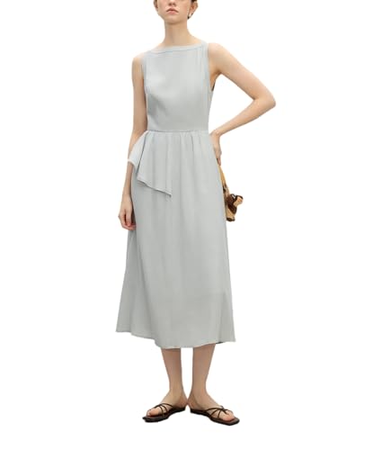 Women’s One-Shoulder Linen Dress Spring Sleeveless Minimalist Casual Outfit Mint