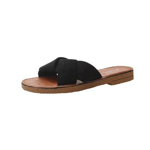 Womens Sandals Summer sandals for women, slippers for outdoor use, suede flat bottom cross-over slippers for women