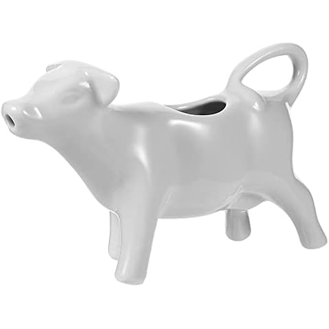 Cabilock Milchkännchen Kuh Figur Milchkrug Porzellan Milchkanne Soßenkanne Sahnekännchen Keramik Kännchen Sauciere Milch Aufschäumen Krug Cover