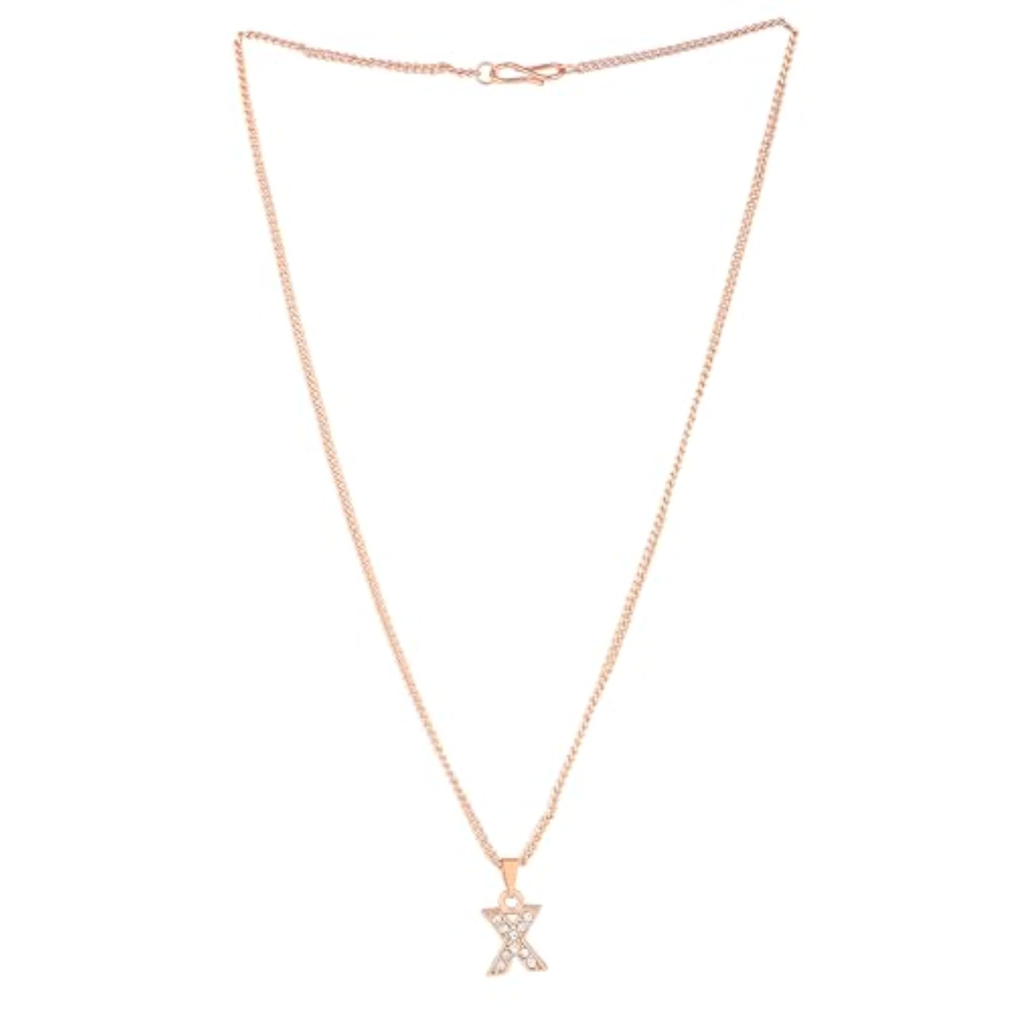 Rose Gold Plated Elegant Letter Pendant with Crystals