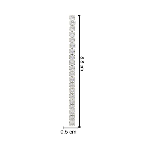 Image of I Jewels Valentines Special Sparkling Glamorous Silver Plated CZ and American Diamond Tassel Drop Fashionable Earrings for Women /Girls (E3117-118S)