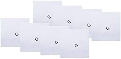 Retreez 8 Piece Pure Cotton Initial Monogrammed Men's Handkerchiefs Hanky Gift Box Set - Set G Initial