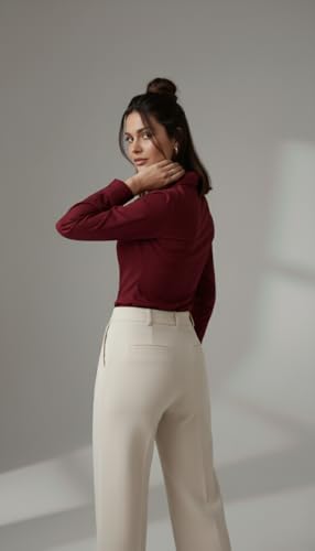 Image of modny Women Formal Cotton Shirt | Full Sleeve Regular Fit with V-Shape Collar | Stylish Casual & Office Wear Shirt | Available in Plus Sizes