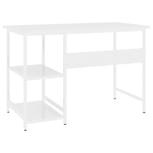 Table d'ordinateur stable en MDF et structure métallique robuste 105 cm design blanc - 6