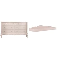Evolur Aurora 54x20.3x34 Inch Dresser with Changing Tray, Dusty Rose
