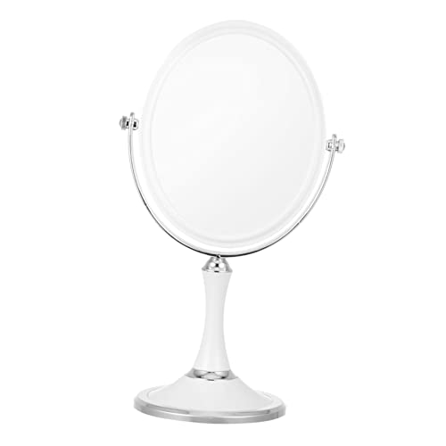 Espejo de maquillaje doble cara giratorio con luz LED