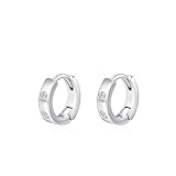Stfery Pendientes de oro de 9/14/18 quilates para mujer, aretes de aro redondos con moissanita, Unique, Metal, Moissanita