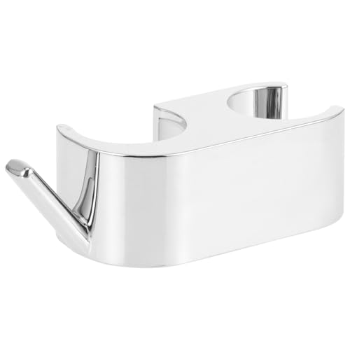 Alipis Gancho para Barra de Ducha sin Perforación Doble Hebilla Soporte Ajustable de ABS Cromado para Tubo de Ducha Colgador Práctico para Accesorios de Baño Instalación Rápida