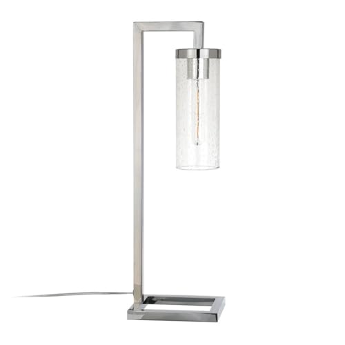 Henn&Hart TL0444 26 Inch Tall Table Lamp With Glass Shade In Polished Nickel/Seeded thumb #7