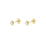 Estuche Regalo Pendientes Bebe o Niña oro amarillo Trebol con perla (9kts)