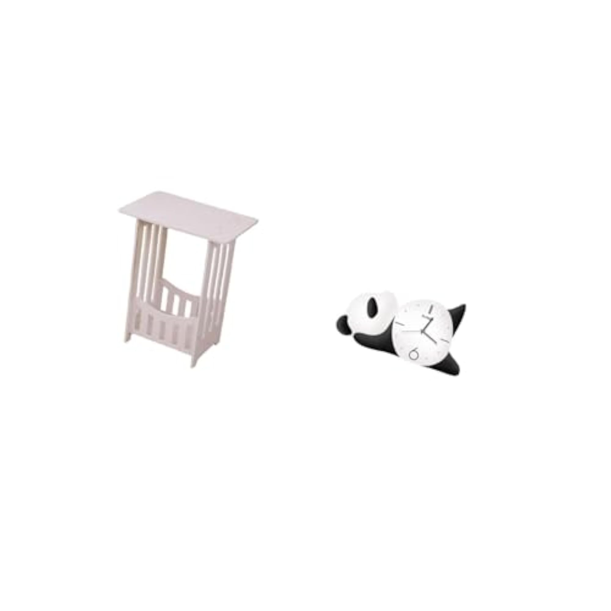 Practical Bedside Table with Panda Shape Wall Clock