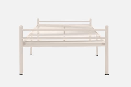 Image of Nivo Metal Extra Single Size Bed Without Storage | Wrought Iron Single Bed with Headboard & Footboard| Sturdy Powder Coated Platform Cot for Bedroom (Nivo Ivory)