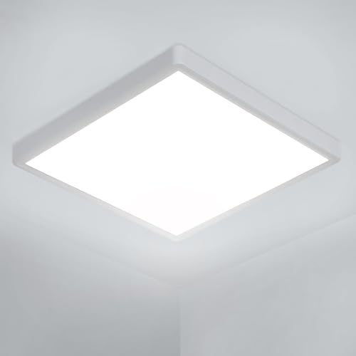 Lampe de plafond blanche et ronde Ø30cm pour illuminer le balcon et l'entrée