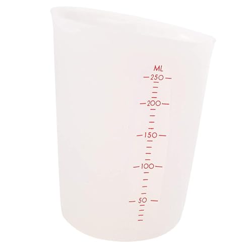 DOITOOL Haushalts Messbecher Silikon 250ml Transparent Halbdurchsichtig Praktischer Ausguss Flüssigkeitsbecher Für Küche Backen Milch