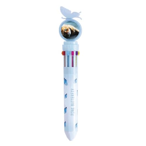Stylo à bille rétractable multicolore idée cadeau chat et œil bleu
