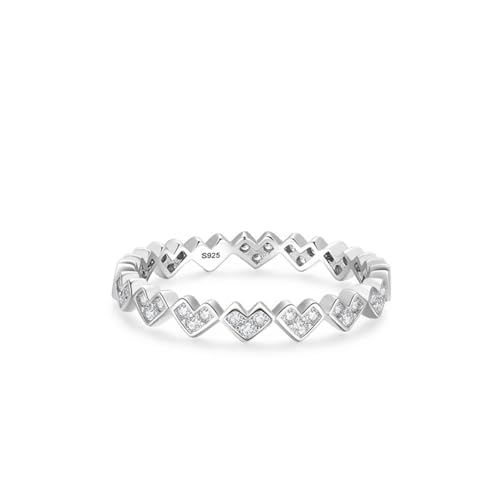 Bague argent femme 925 anti-ternissement anneau cœur vintage chic