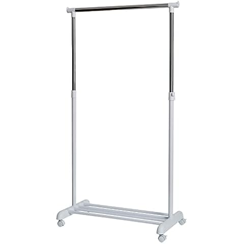 Love IT Store IT Kleiderständer auf Rollen - Höhenverstellbarer Garderobenständer mit 1 Kleiderstange und Ablage - Sehr stabil - Weiß/Chrom Cover