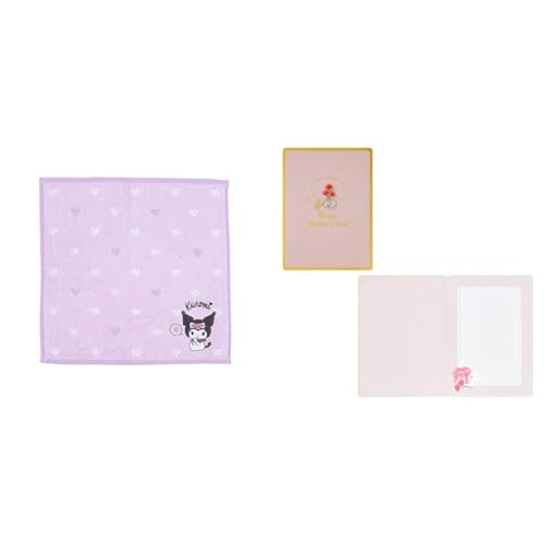 【母の日セット品】サンリオ(SANRIO) サンリオ プチタオル クロミ クロミちゃん kuromi 20×20×0.3cm プチタオル キャラクター 260690 SANRIO +サンリオ メッセージカード カーネーション花瓶