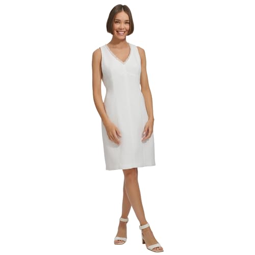 Robe fourreau Tommy Hilfiger sans manches col en V longueur genou pour femme
