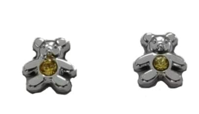 Simple And Low-Key Platinum Bear Yellow Crystal Earrings-E23020435 #TOP7