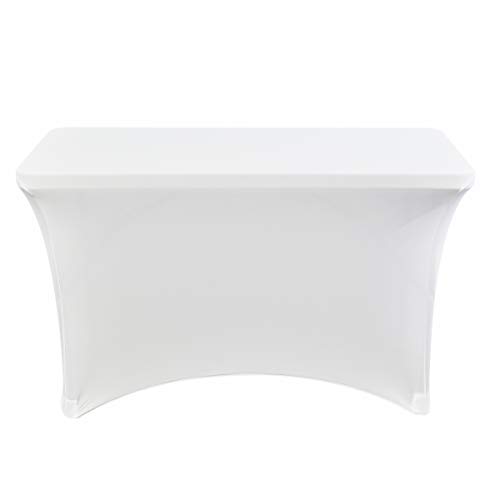 Iceberg iGear Stretch Fabric Table Cover, Fits 4' Table, Polyester/Spandex, White, 24