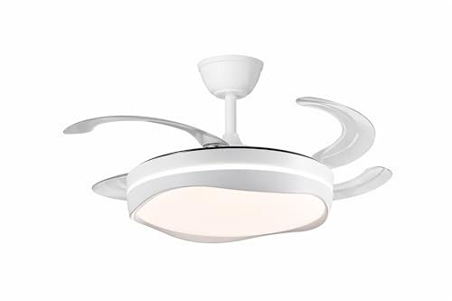 DUPI Ventilador de Techo con Luz COSMOS ABSTRACT LED | Motor DC Silencioso | Función Verano e Invierno | 6 Velocidades | Programable | Aspas Retráctiles | Mando a Distancia | Ø 50 cm | Blanco