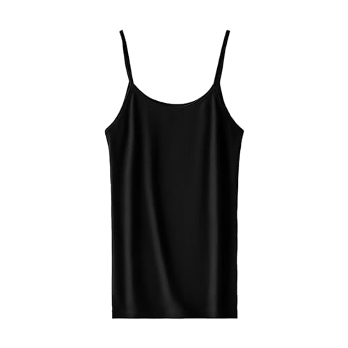 hahuha Camiseta sin mangas para mujer, súper suave, elástica, informal, sin mangas, con brasier integrado, cómoda, elástica, para yoga, gimnasio, entrenamiento, camiseta sin mangas y corsé, Negro, L