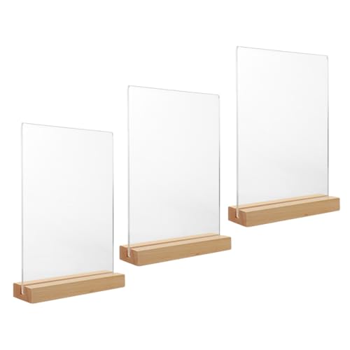 Porte-menu T en acrylique transparent A5 A6 support de table bois de hêtre restaurant