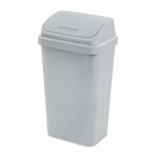 Caneca de basura de cocina 13 galones gris claro miniatura 5