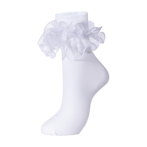 Image of Dicry Socks for Women, Big Ruffle Socks with Turn Cuff and Double Lace