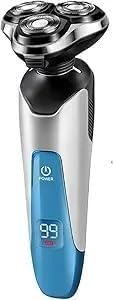 Rasoio elettrico da uomo, asciutto e bagnato, impermeabile, rotante, da viaggio, ricaricabile tramite USB, con display a LED, per rasatura, marito, papà
