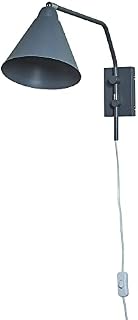 MiniSun Retro Style Dark Grey Plug-in Cable and Switch Adjustable Arched Stem Cone Shade Wall Light Fitting