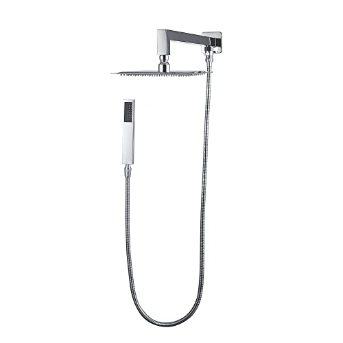 Pingoo.Casa, Ducha Chuveiro Com Desviador, Quadrado, Aço Inox 304, 20Cm, Mundaú, Prata