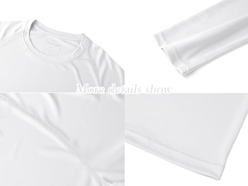Tansozer Langarmshirt Herren UV Schutz Schwimmshirt Langarm Funktionsshirt Sommer Tshirt Leicht Dünn Longsleeve Sport, Weiß, L 6