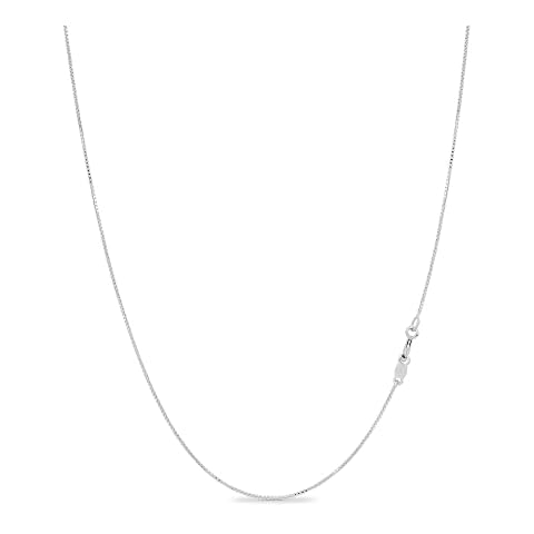 KEZEF 925 Sterling Silver Box Chain Necklace .7mm Sturdy Thin Nickel Free Made in Italy 18" inch Cover