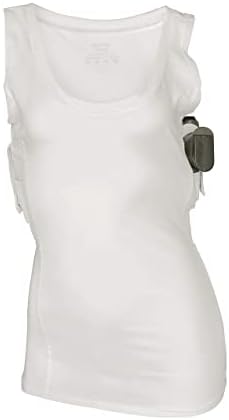 lilcreek Womens Concealment Tank Top Undercover Concealed Gun Holster Shirt Concealed Carry Clothing CCW Tactical Holster Concealed Handgun Cami Top White