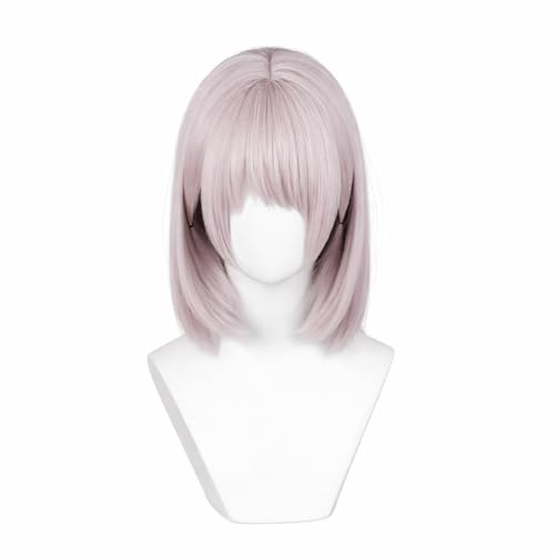 Image of Anime Wigs for Death Devil Cosplay Wig - Pink Short Resistant Synthetic Wig for Role Play with Wig Cap for Festival,Costume Party