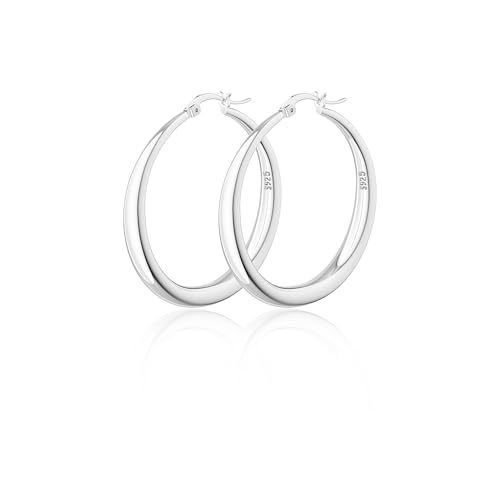 925 Sterling Silver Hoop Earrings for Women, Lightweight Hypoallergenic Hollow Circle Hoop Earrings, Fashion Jewelry Everyday Wear or Gift for Her