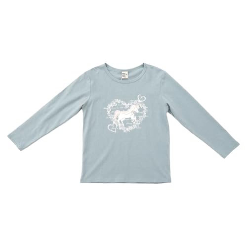 [Bee] ビー プリントTシャツ ガールズ ボーイズ 女の子 男の子 キッズ 春 秋 冬 taa05043 130cm ユニコーン×くすみブルー（Amazon）